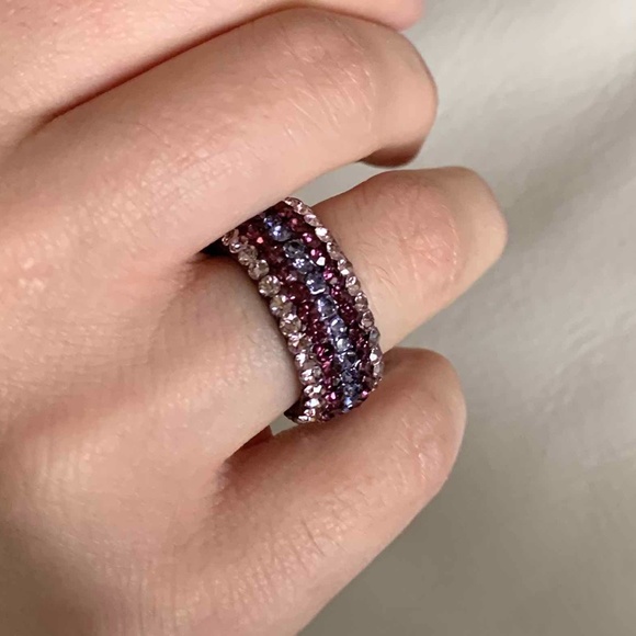 Spinel band ring with pink/purple/blue zircons - Picture 3 of 5